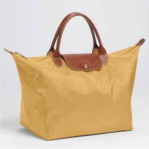 Longchamp Le pliage medium top handle handbag curry yellow